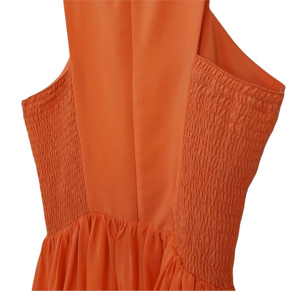 NWT Amanda Uprichard Orange Peach Elle Mini Silk Dress Sleeveless Size M - Picture 5 of 6